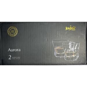 Joyjolt Glassware Two 8oz. Whiskey Glasses - "Aurora"